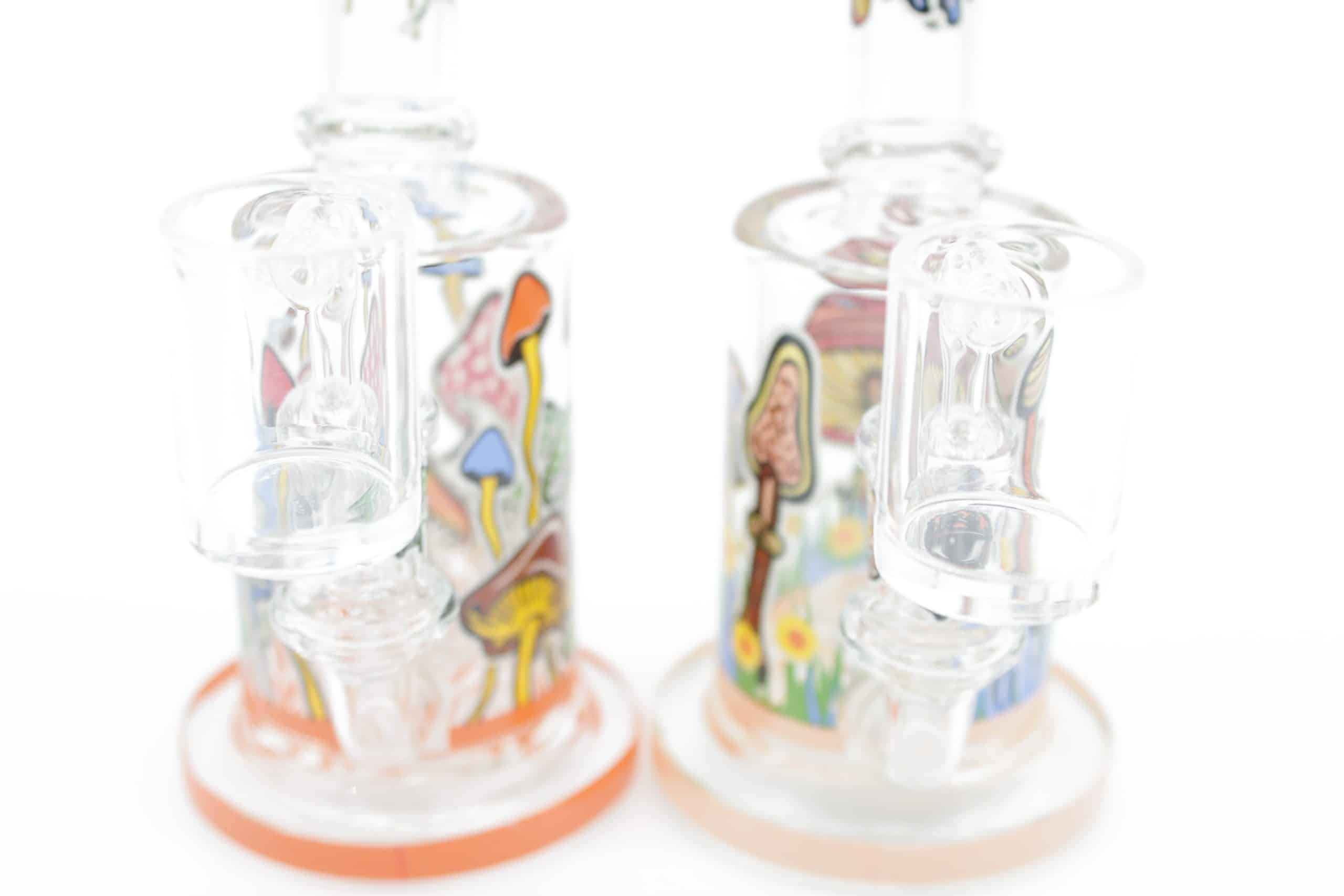Mushroom Trip Small Dab Rig – 7 Inch Glow in the Dark Perc Glass Rig with Quartz Banger - Image 6
