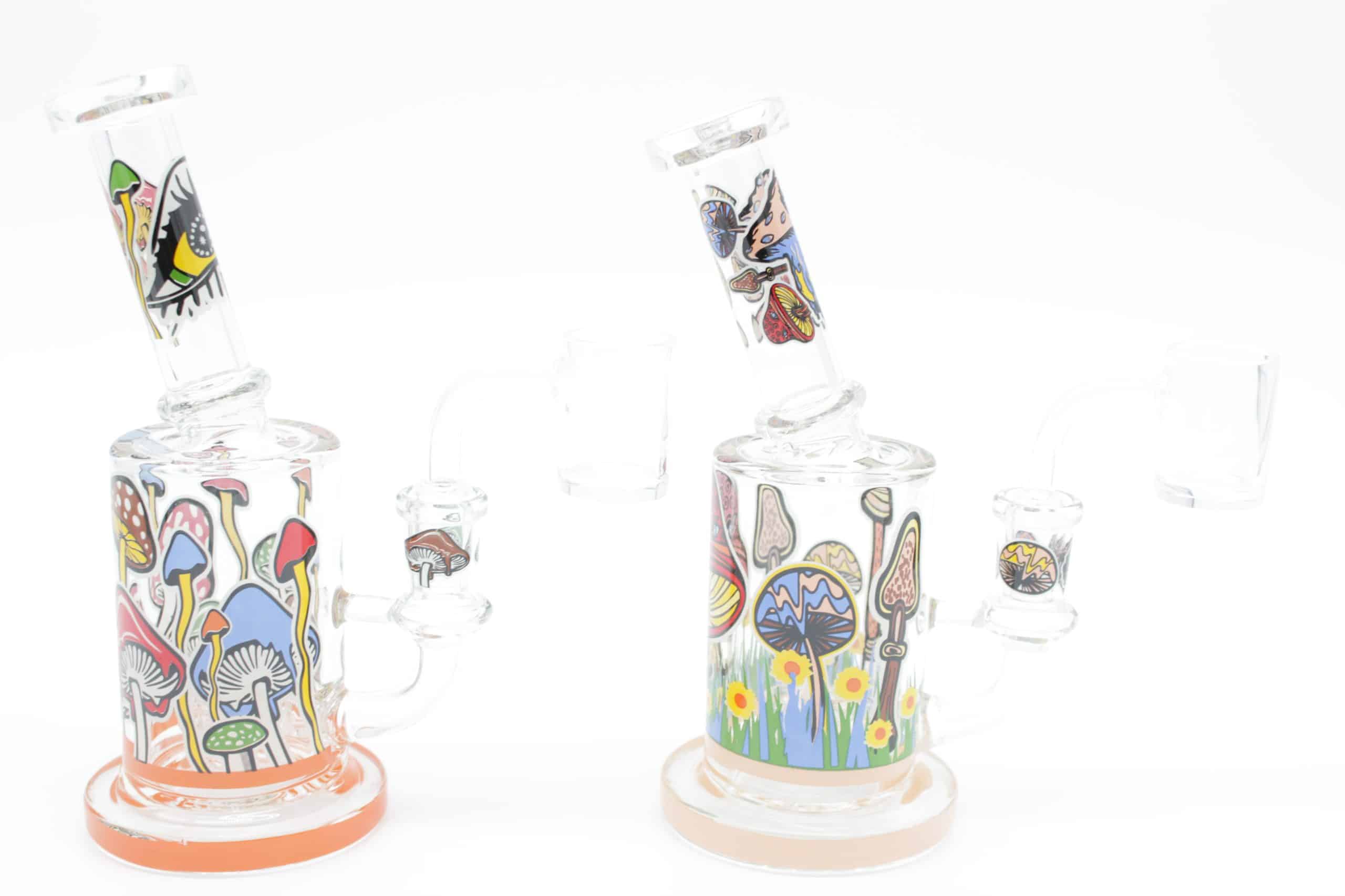 Mushroom Trip Small Dab Rig – 7 Inch Glow in the Dark Perc Glass Rig with Quartz Banger - Image 11