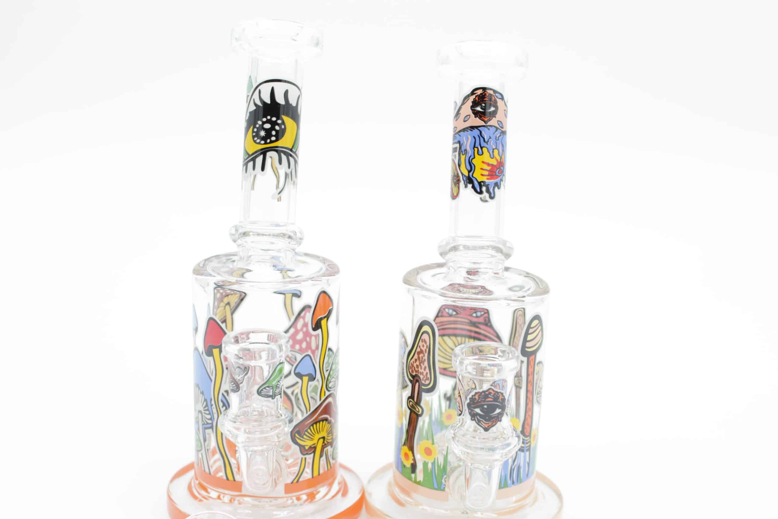 Mushroom Trip Small Dab Rig – 7 Inch Glow in the Dark Perc Glass Rig with Quartz Banger - Image 16