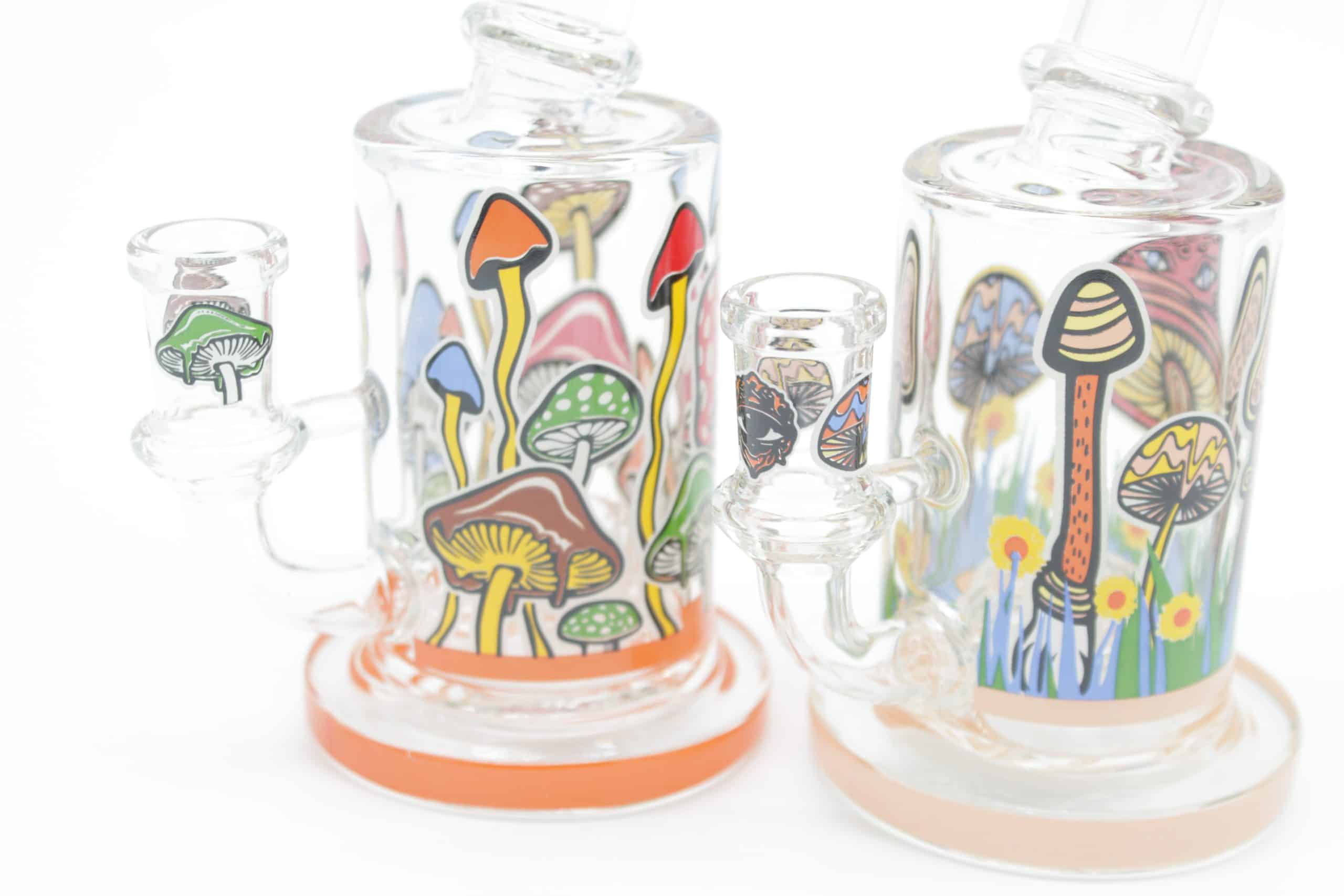 Mushroom Trip Small Dab Rig – 7 Inch Glow in the Dark Perc Glass Rig with Quartz Banger - Image 18