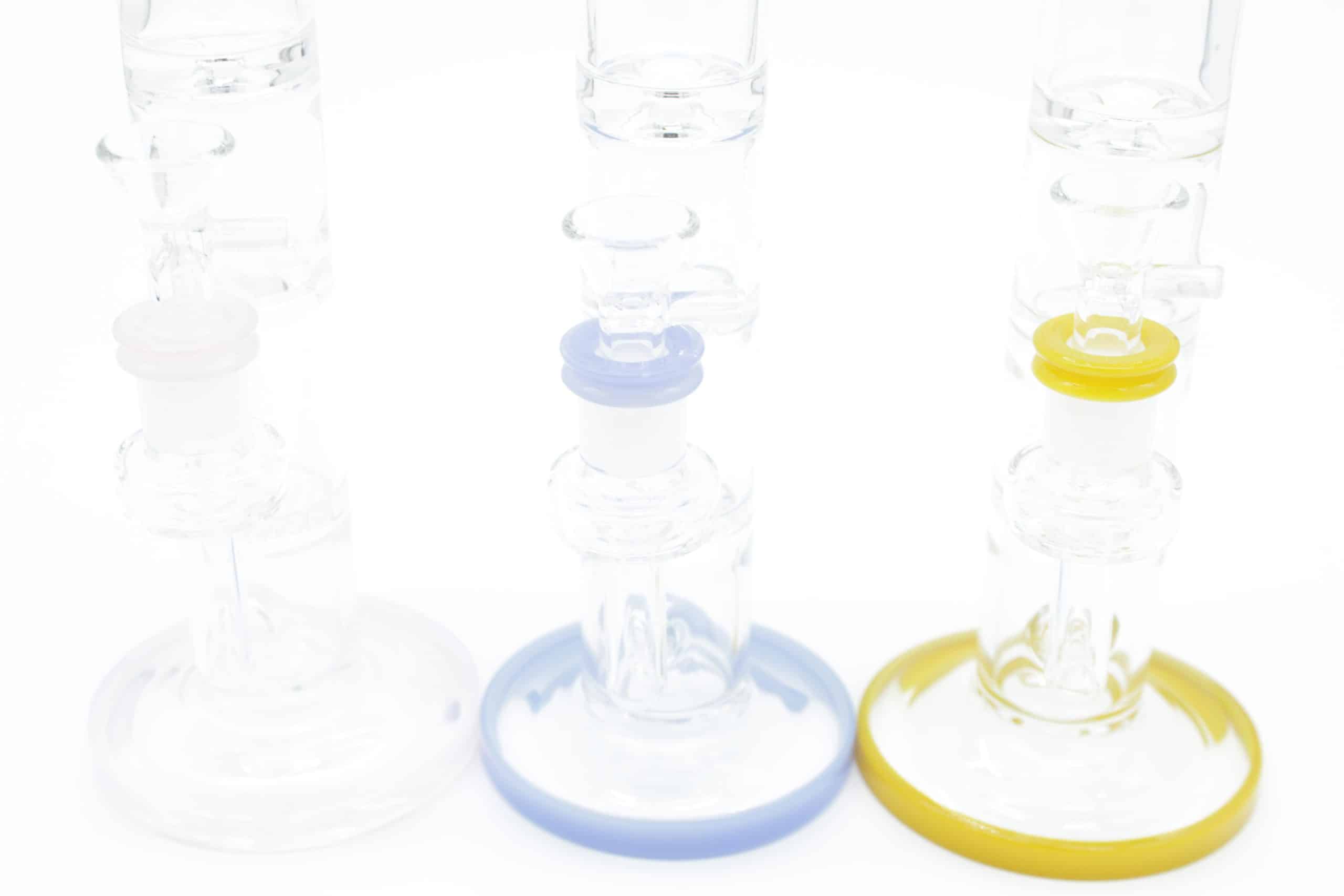 Straight Tube 3 Section Percolator Water Pipe – 10 Inch Colored Trim Glass Bong - Image 19
