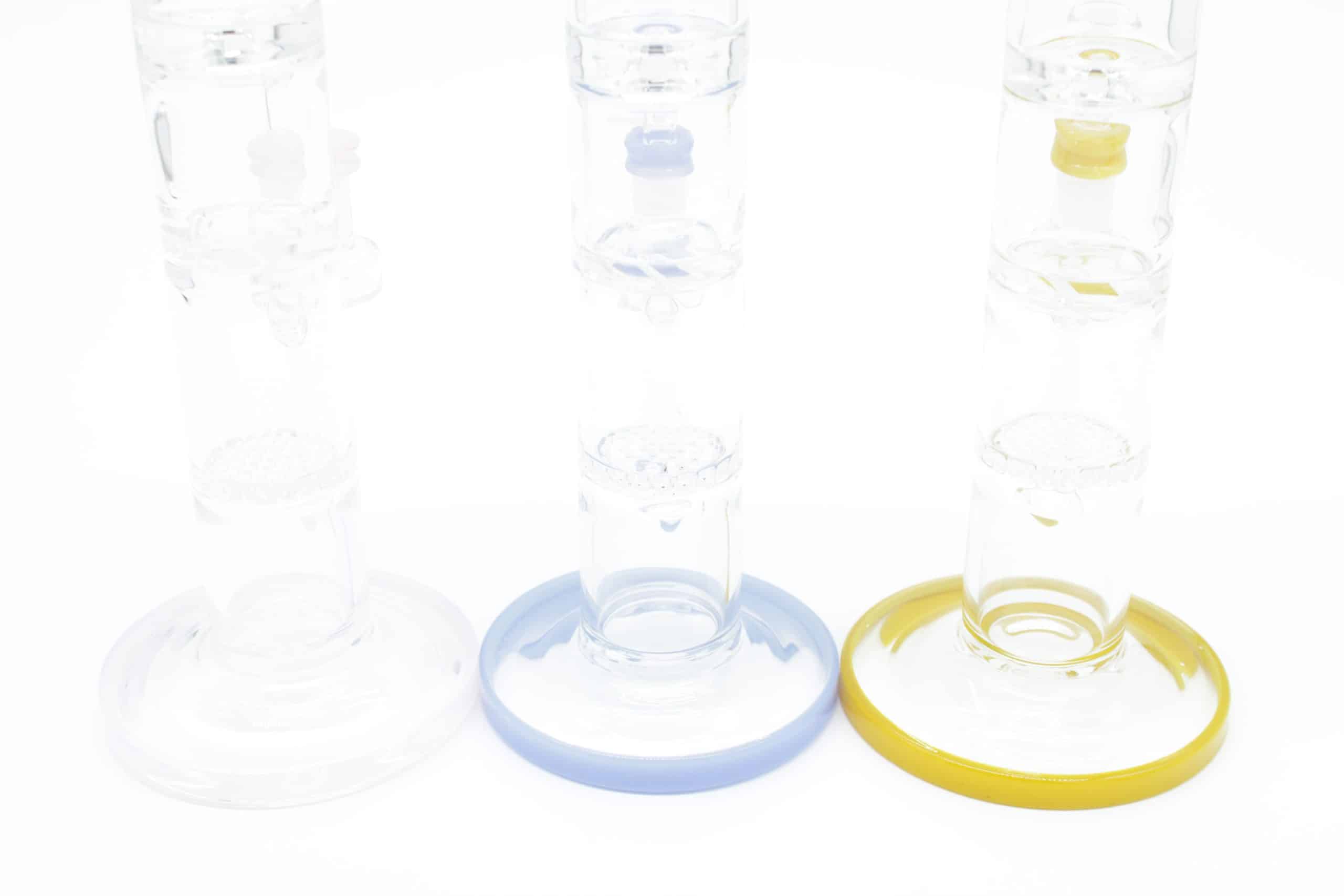 Straight Tube 3 Section Percolator Water Pipe – 10 Inch Colored Trim Glass Bong - Image 24