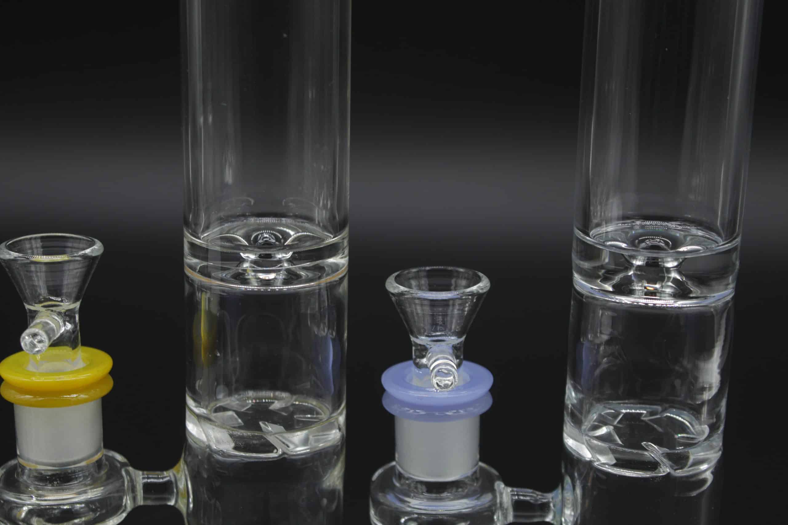 Straight Tube 3 Section Percolator Water Pipe – 10 Inch Colored Trim Glass Bong - Image 14