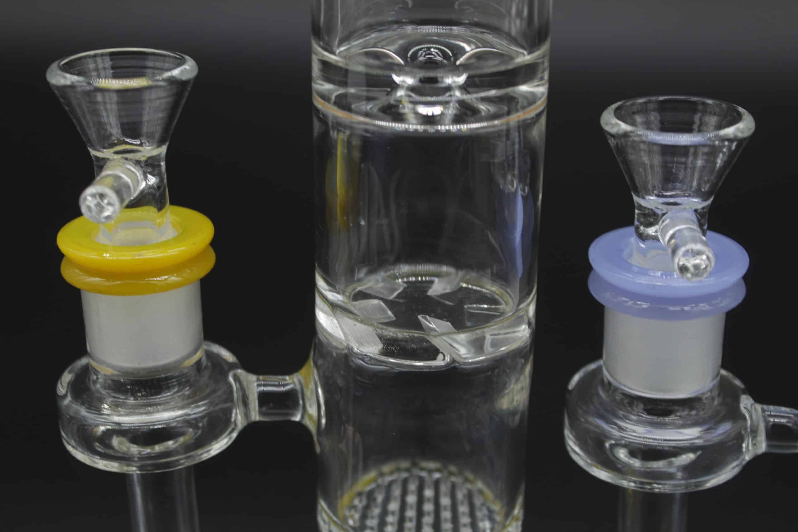 Straight Tube 3 Section Percolator Water Pipe – 10 Inch Colored Trim Glass Bong - Image 15