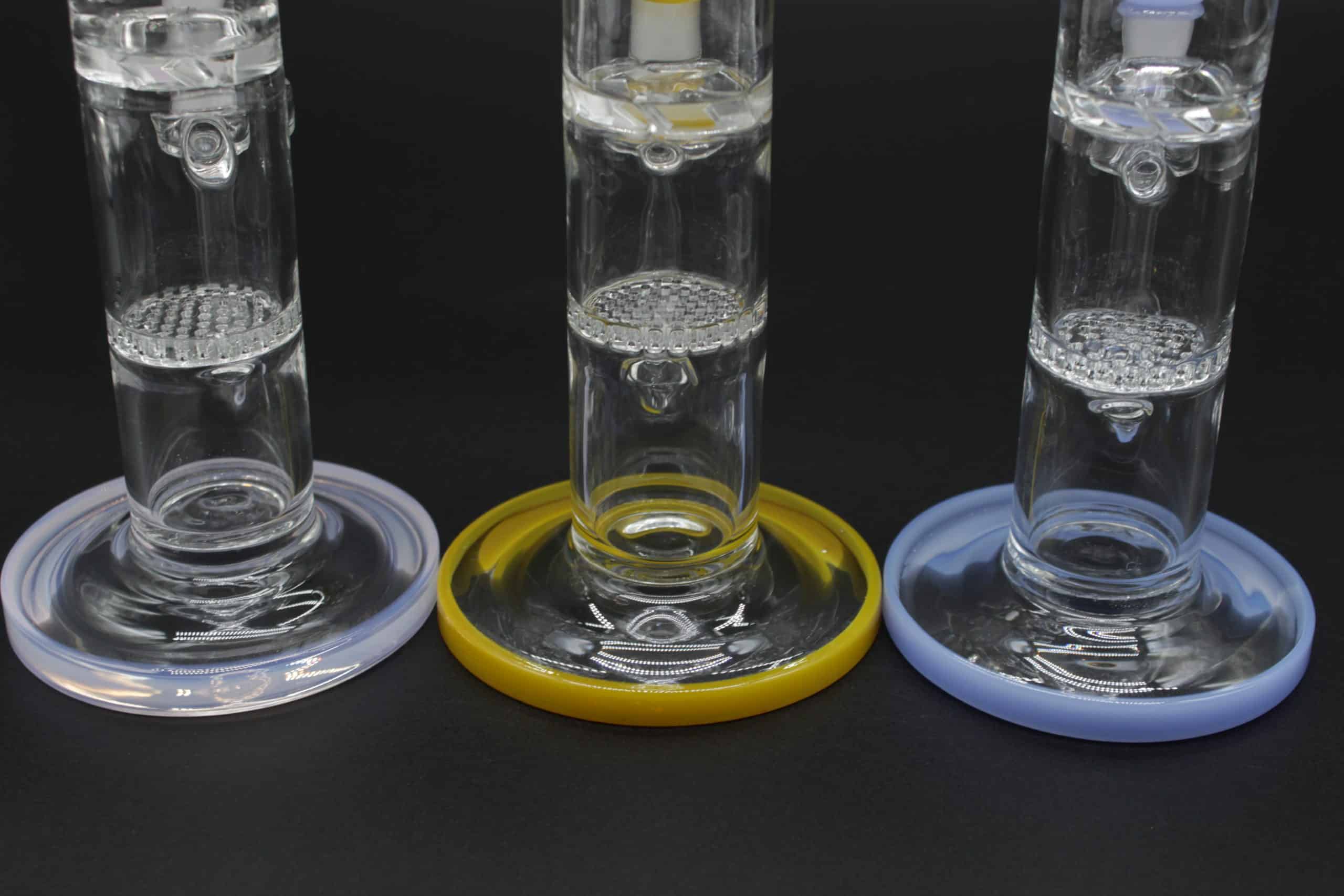 Straight Tube 3 Section Percolator Water Pipe – 10 Inch Colored Trim Glass Bong - Image 16
