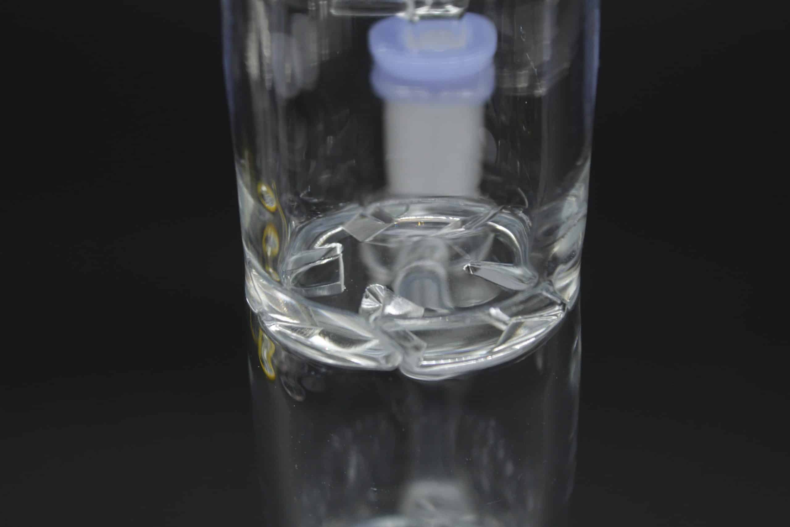 Straight Tube 3 Section Percolator Water Pipe – 10 Inch Colored Trim Glass Bong - Image 11