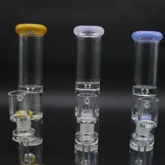 Straight Tube 3 Section Percolator Dab Rig – 10 Inch Colored Trim Quartz Banger Rig