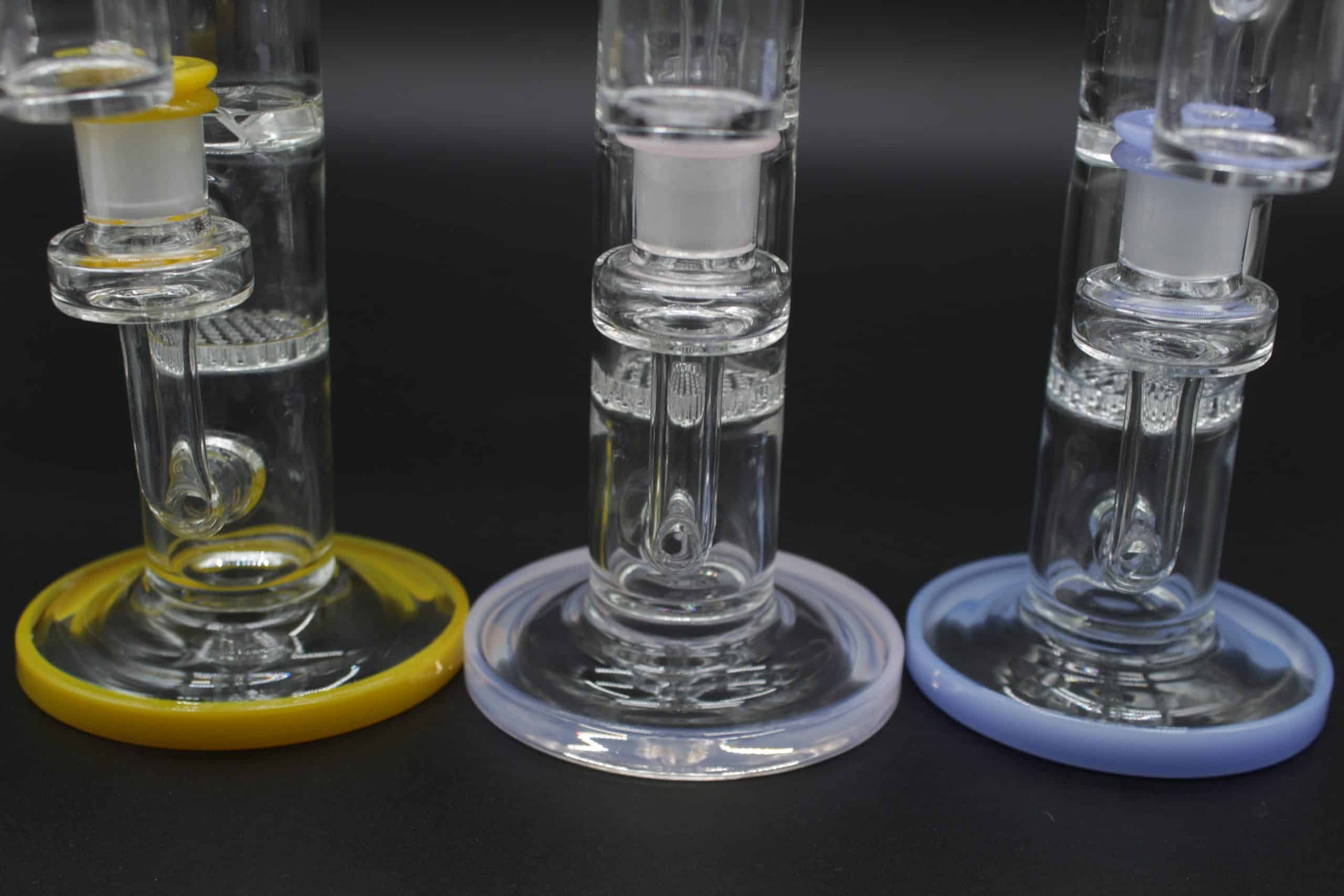 Straight Tube 3 Section Percolator Dab Rig – 10 Inch Colored Trim Quartz Banger Rig - Image 4