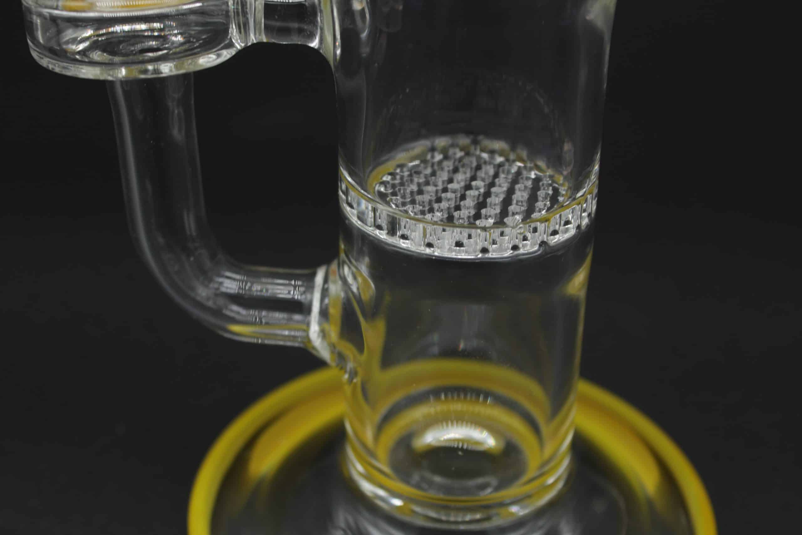 Straight Tube 3 Section Percolator Dab Rig – 10 Inch Colored Trim Quartz Banger Rig - Image 7