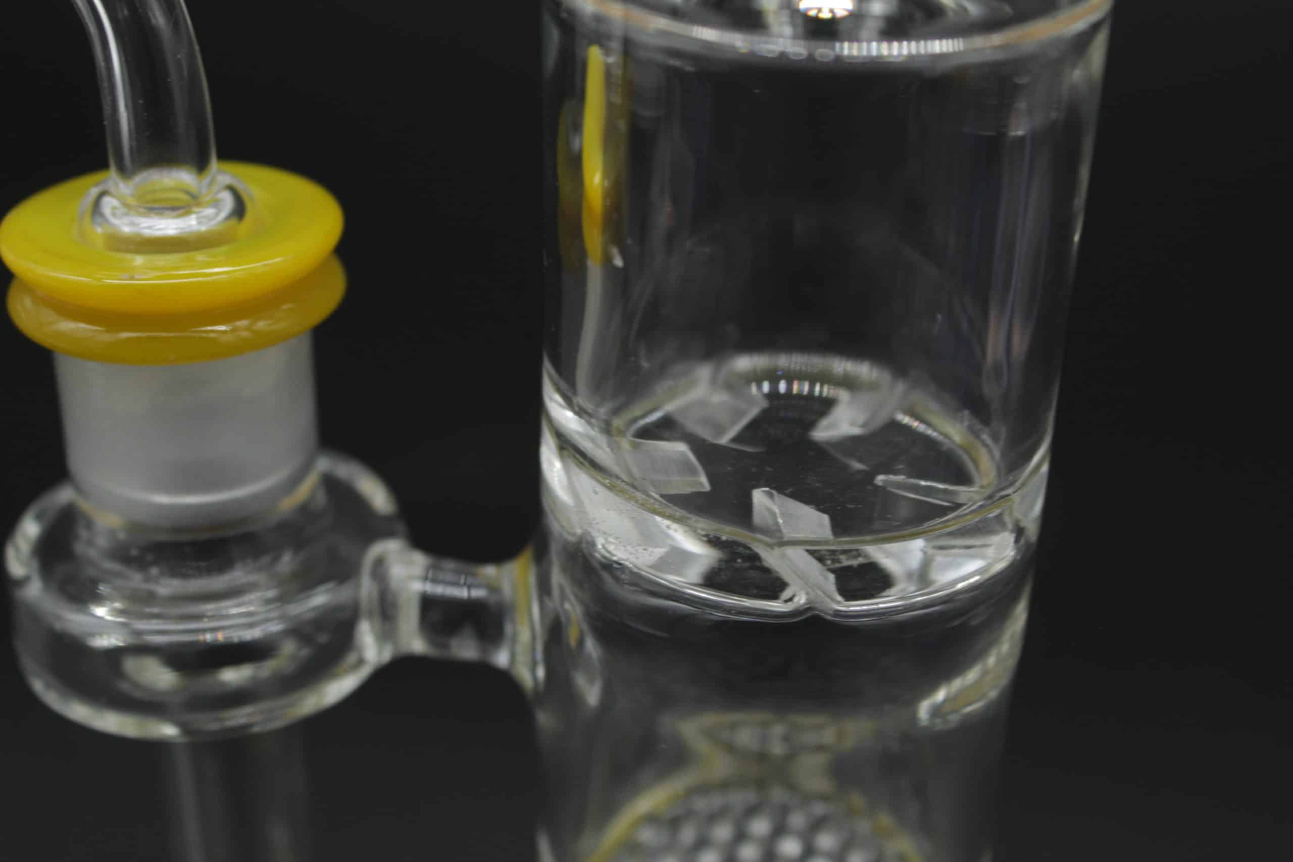 Straight Tube 3 Section Percolator Dab Rig – 10 Inch Colored Trim Quartz Banger Rig - Image 9
