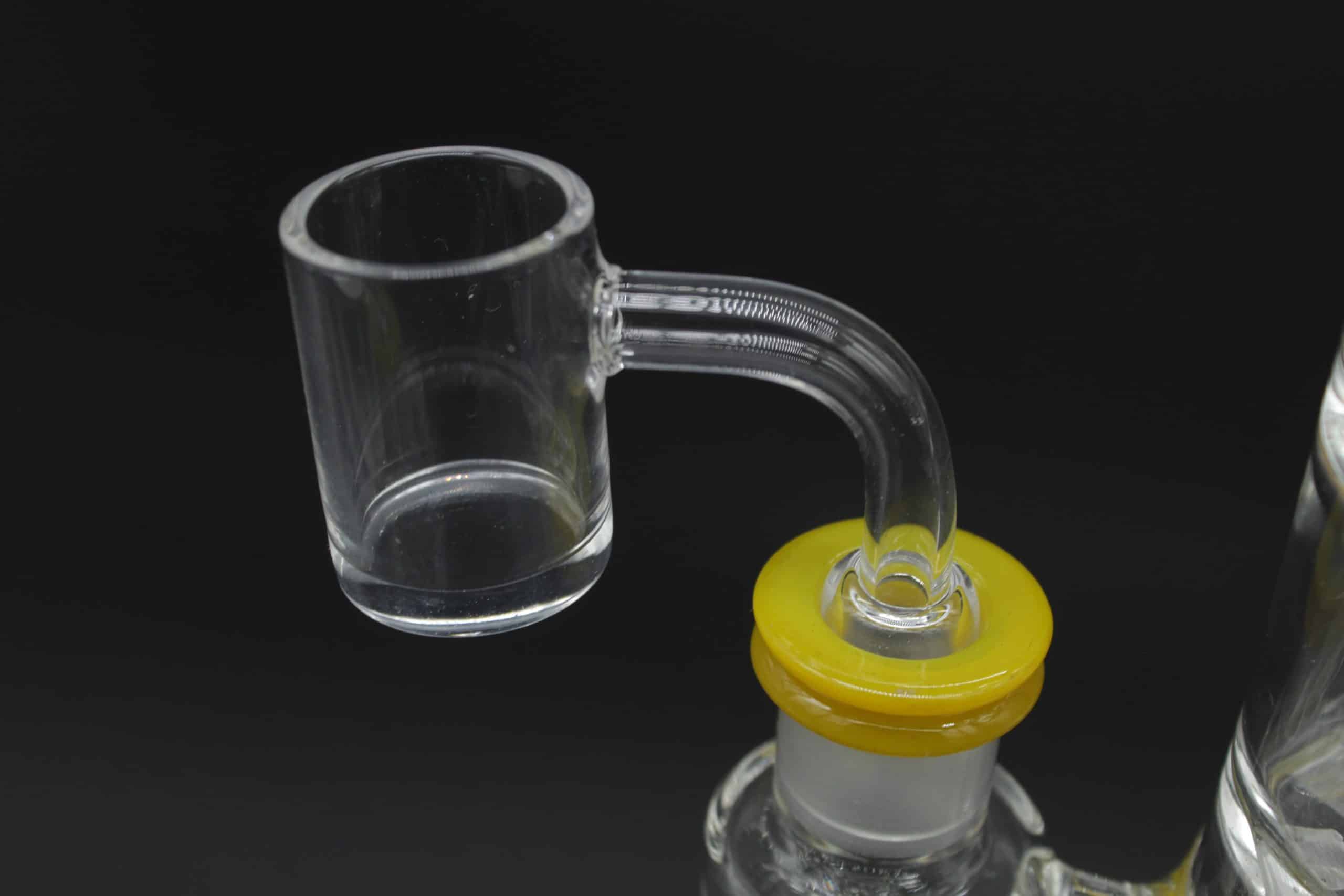 Straight Tube 3 Section Percolator Dab Rig – 10 Inch Colored Trim Quartz Banger Rig - Image 11