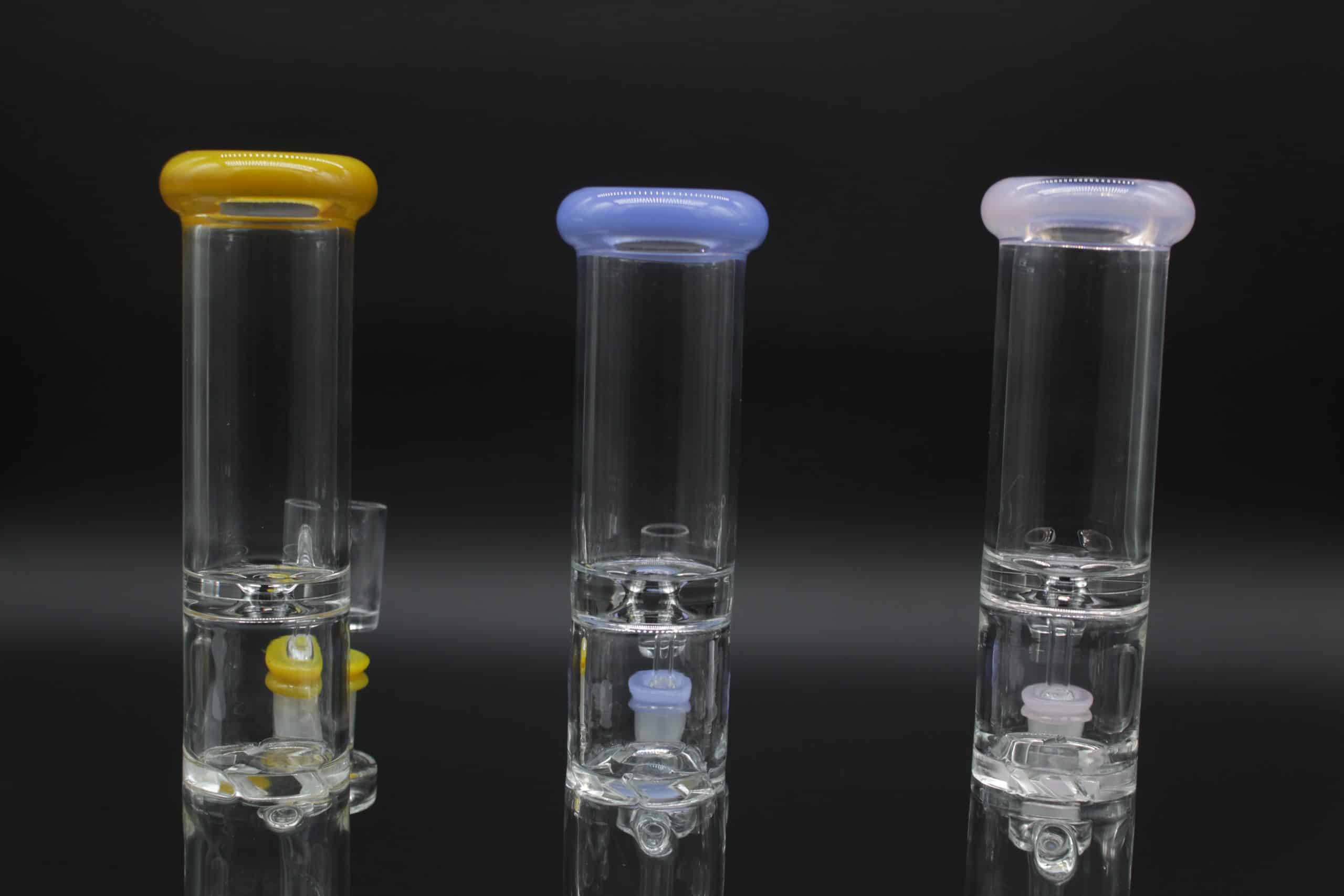 Straight Tube 3 Section Percolator Dab Rig – 10 Inch Colored Trim Quartz Banger Rig - Image 13