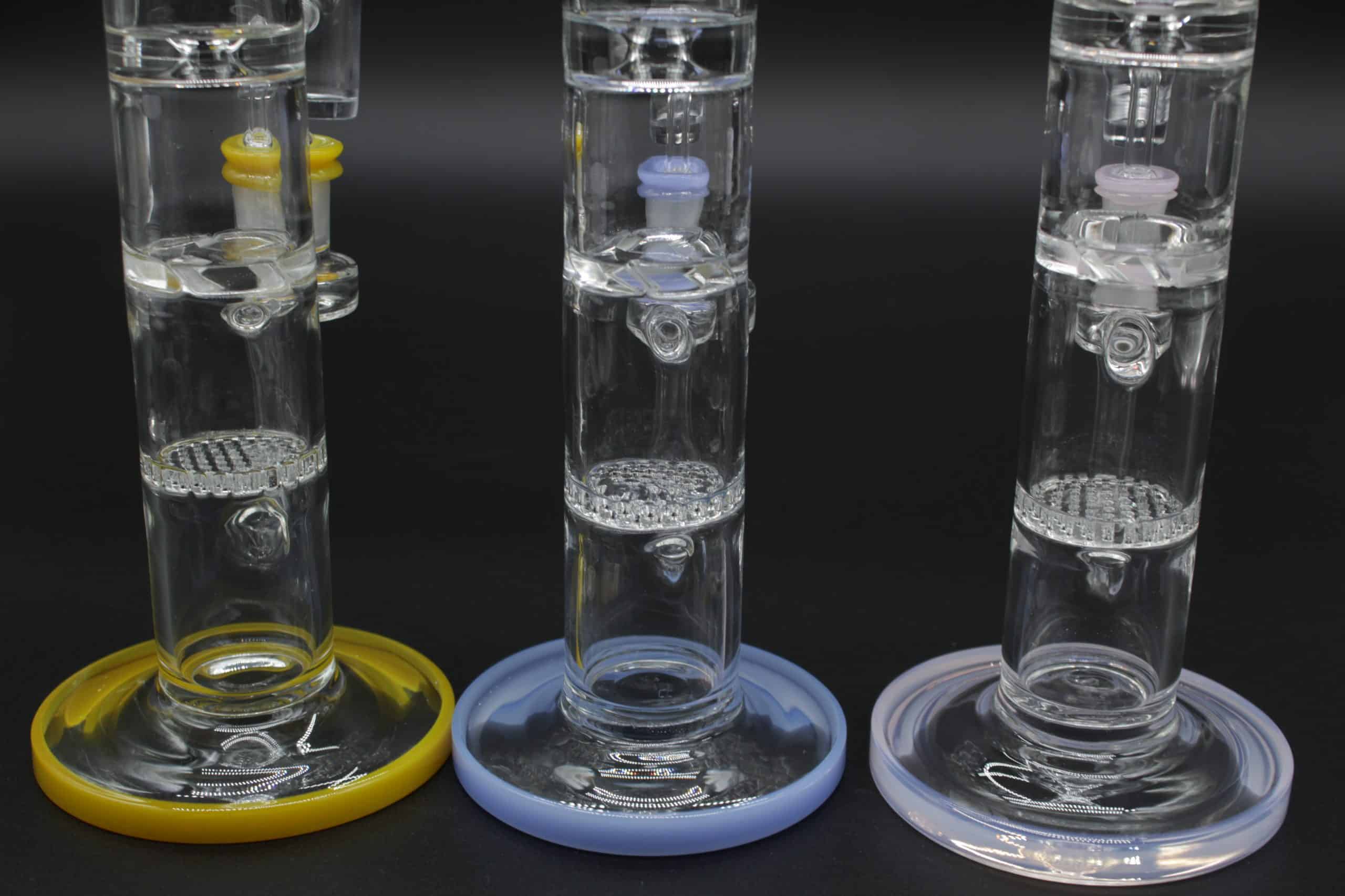Straight Tube 3 Section Percolator Dab Rig – 10 Inch Colored Trim Quartz Banger Rig - Image 14