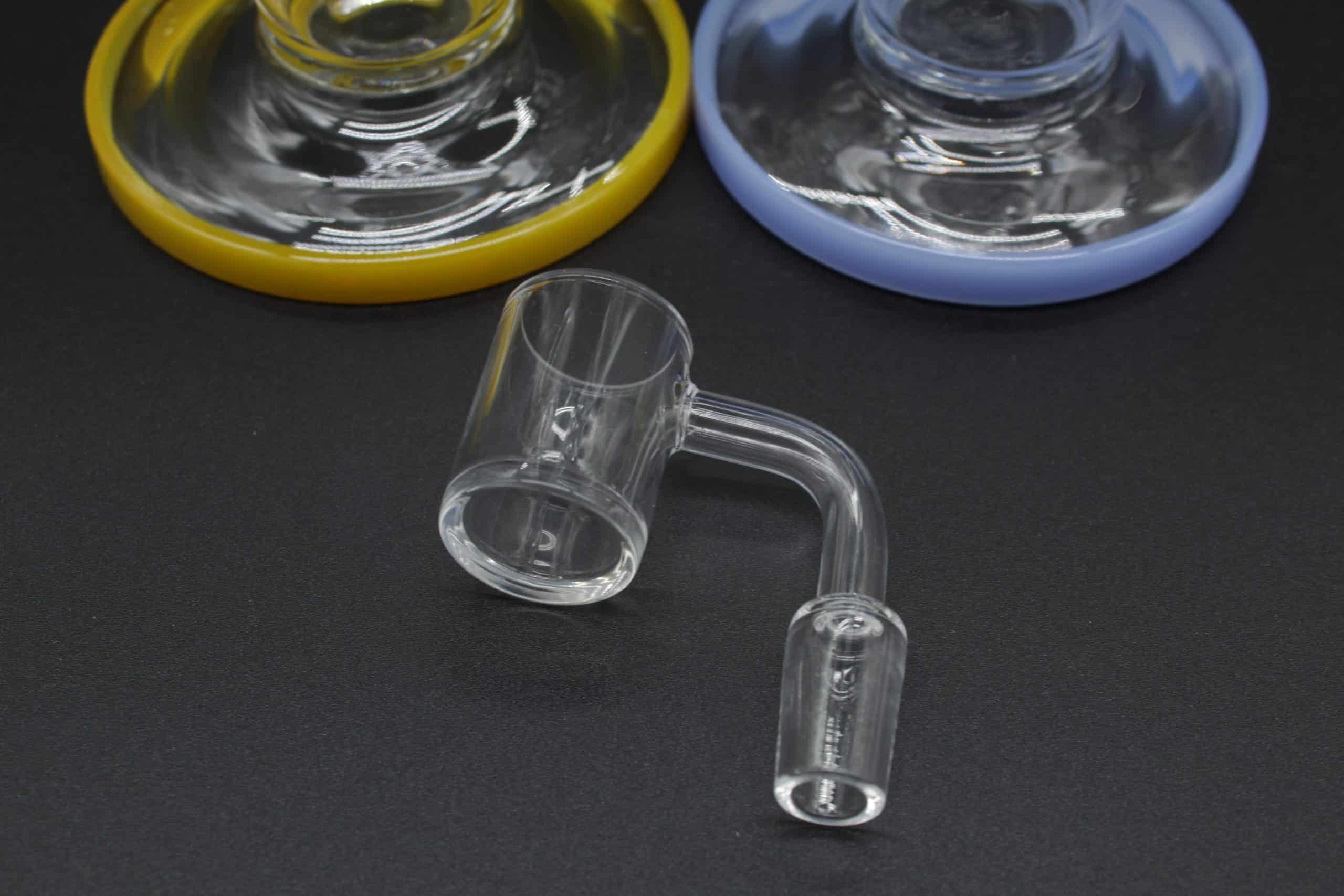 Straight Tube 3 Section Percolator Dab Rig – 10 Inch Colored Trim Quartz Banger Rig - Image 15