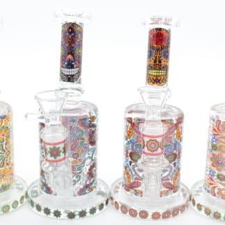 Mosaic Skull Small Water Pipe – 7 Inch Borosilicate Glass Bong with Cone Bowl