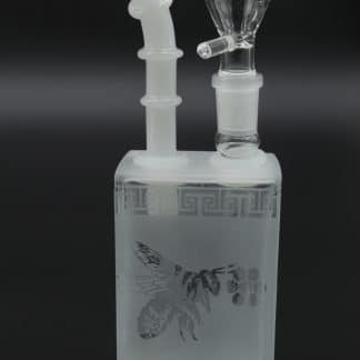 Clear Designer Juice Box Glass Bong – Frosted Borosilicate Mini Water Pipe with Straw Stem