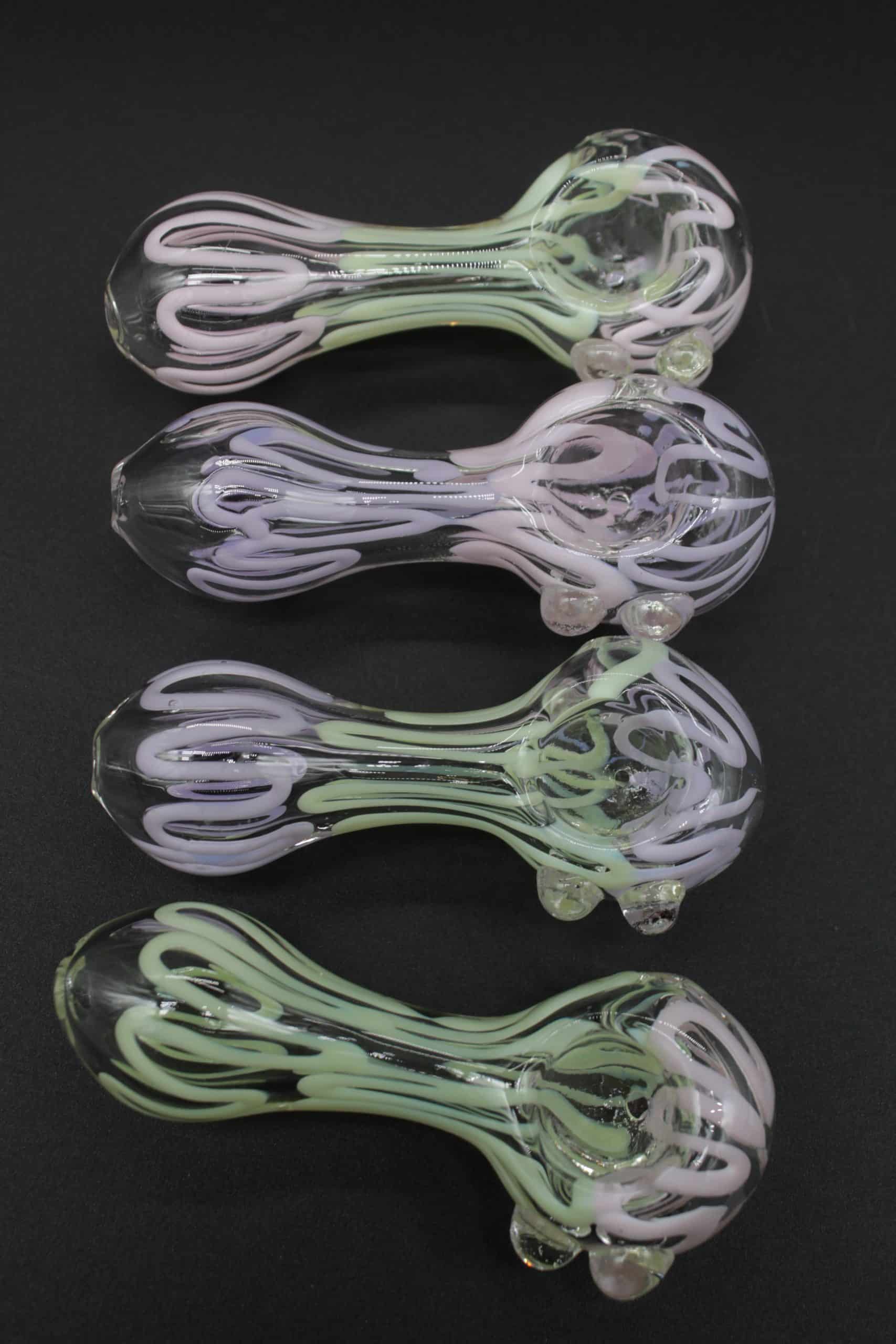 Pastel Squiggle Glass Hand Pipe – 4 Inch Borosilicate Spoon Pipe - Image 11