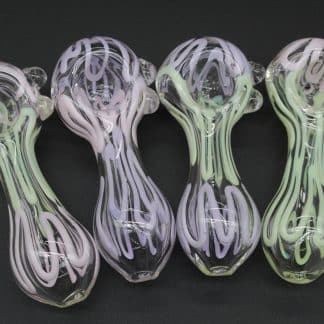 Pastel Squiggle Glass Hand Pipe – 4 Inch Borosilicate Spoon Pipe